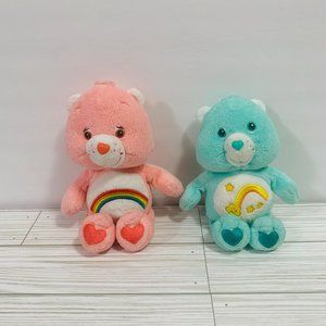 Vintage 2002 Care Bears Bean Bag Plush Cheer Bear Wish Bear Lot of 2